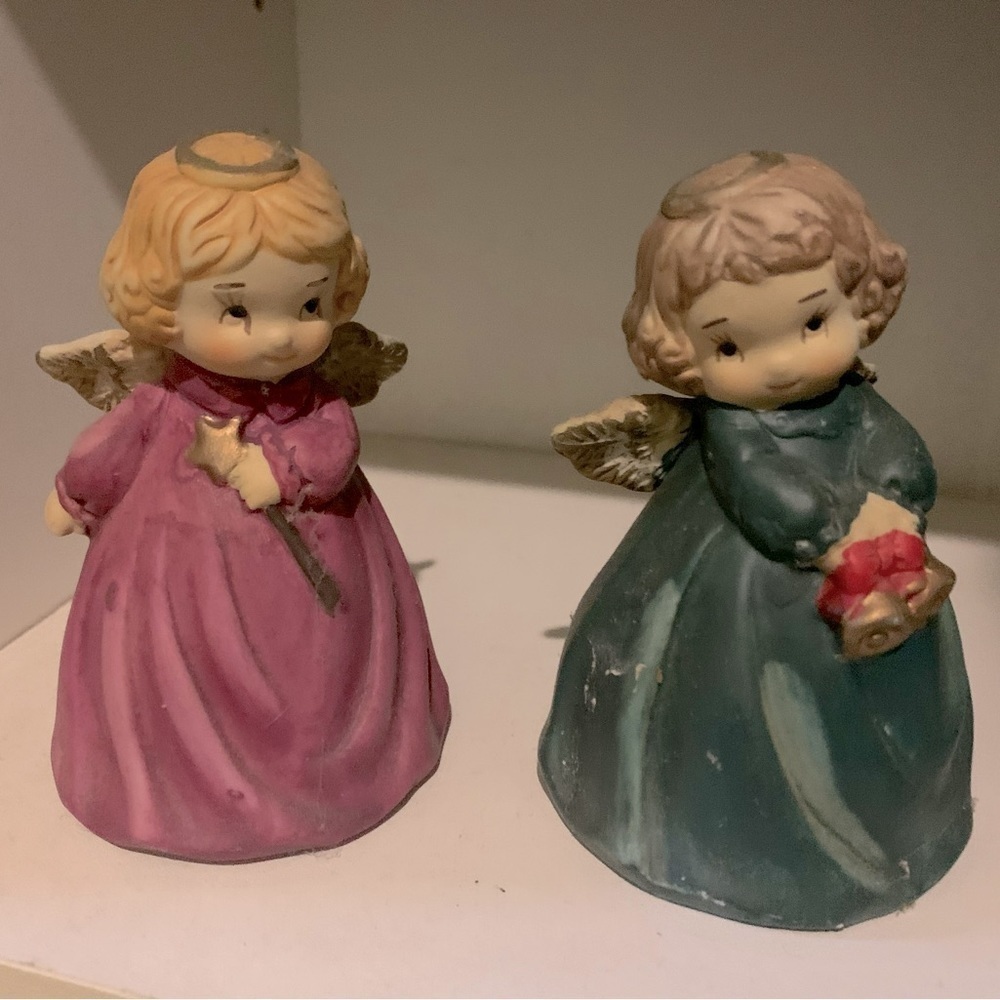 Vintage “Angel” Ceramic Bells (set of 2) by Giftco. 3.5”​​​​​​​​​